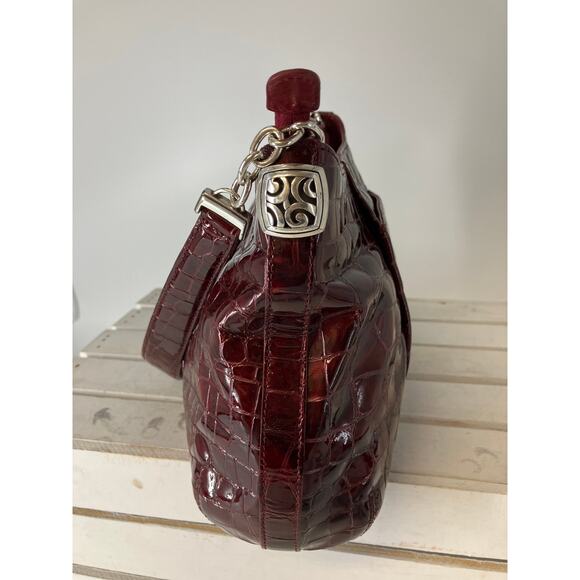 BRIGHTON D834506 RED PATTON LEATHER ANIMAL PRINT SHOULDERBAG - Picture 5 of 16